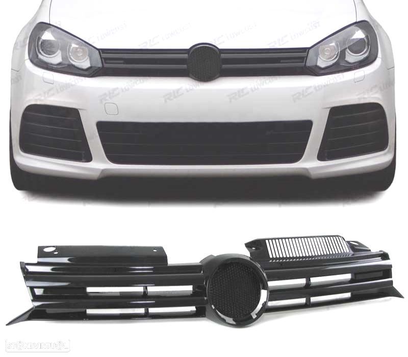 GRELHA FRONTAL VOLKSWAGEN VW GOLF 6 08-12 LOOK R20 PRETO BRILHO - 1