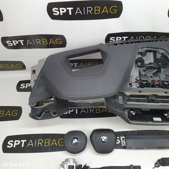 BMW G30 G31 DESKA ROZDZIELCZA SKÓRZANA NITKA KONSOLA KOKPIT PULPIT PODUSZKI AIRBAG AIR BAG PASY KIT SET - 2