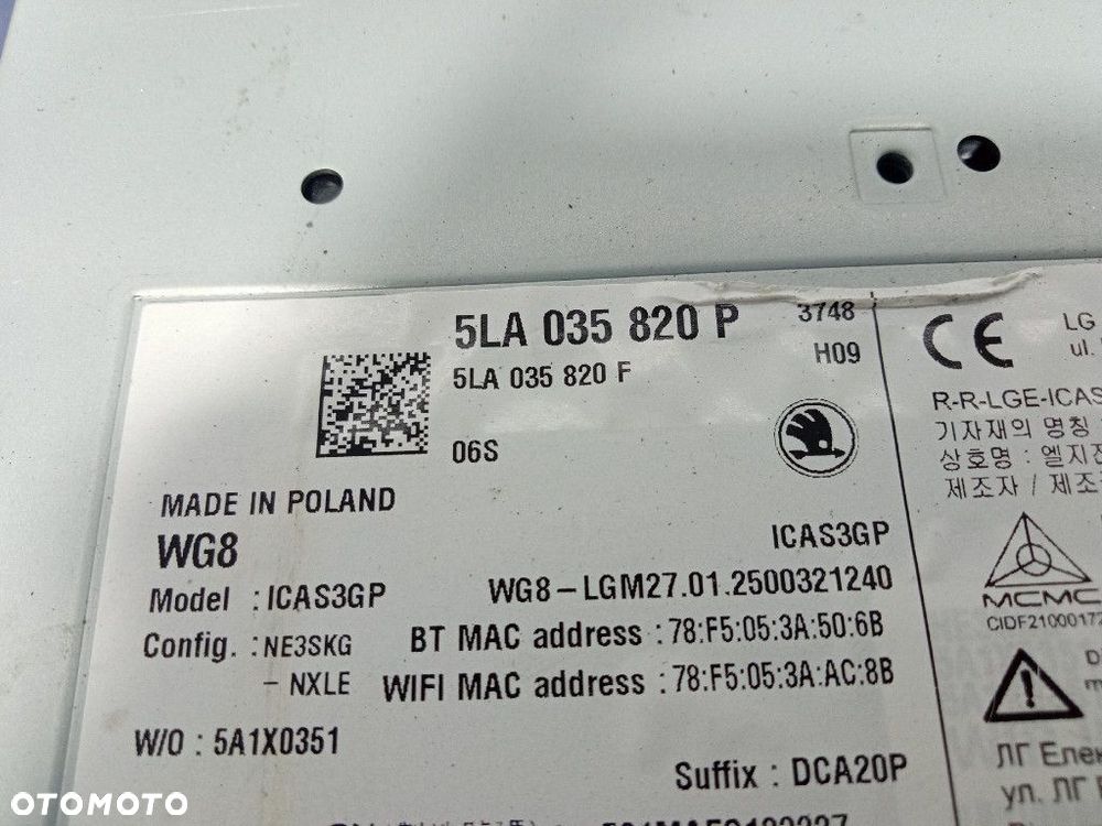 SKODA ELROQ 50 24- CZYTNIK NAWIGACJI RADIA MULTIMEDIA 5LA035820P - 6