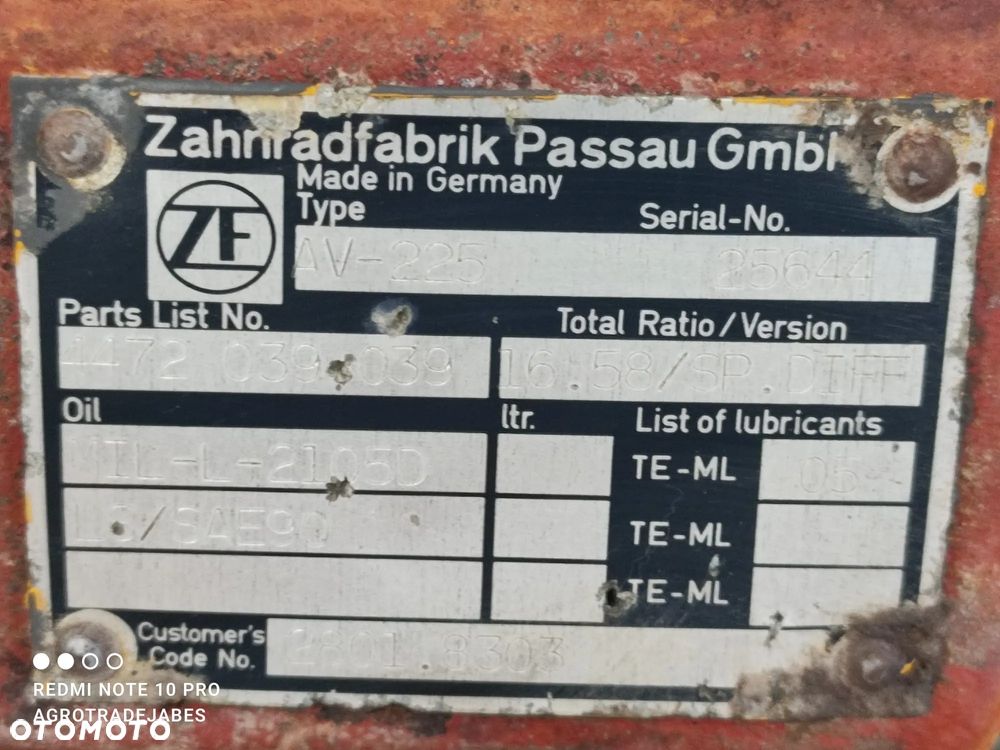 Most napędowy  AV-225 25644 Zettelmeyer ZL602  Przód - 10
