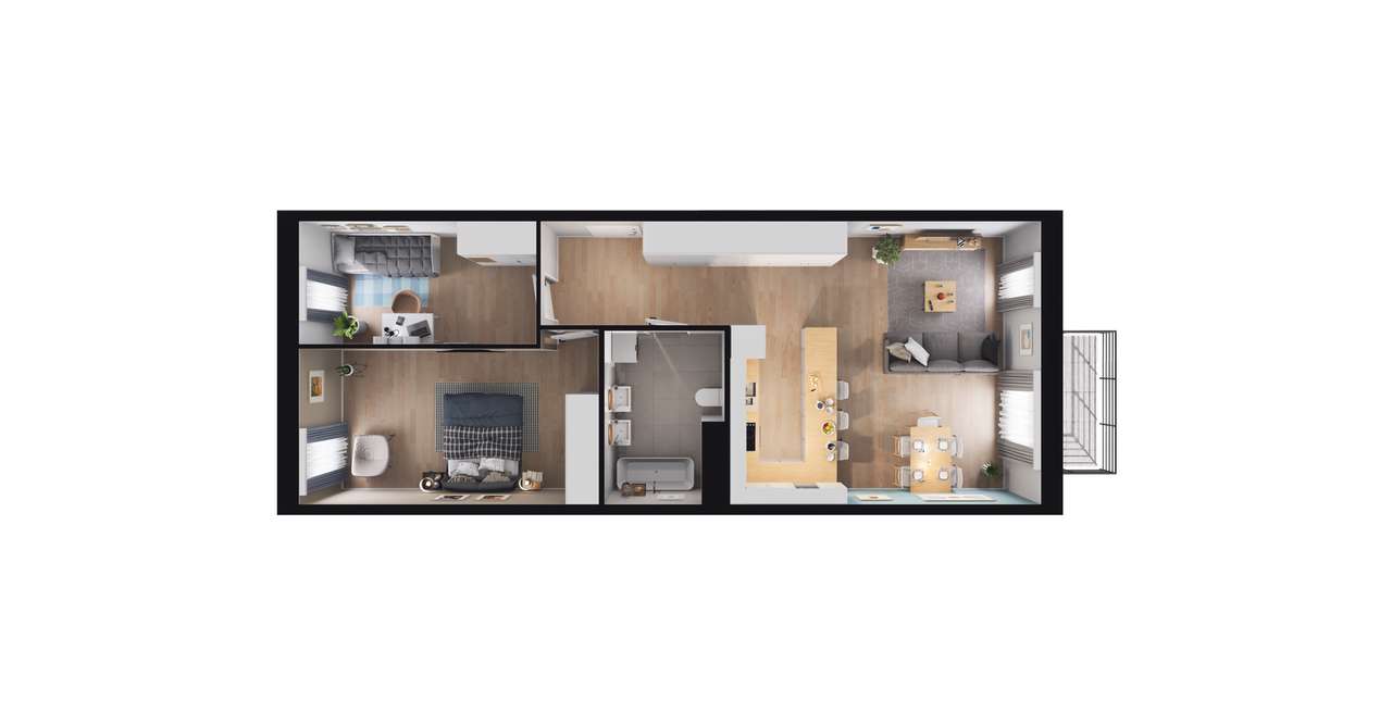 3-pokojowe mieszkanie 68m2 + balkon Bezpośrednio - Pełny obrazek: 3/11