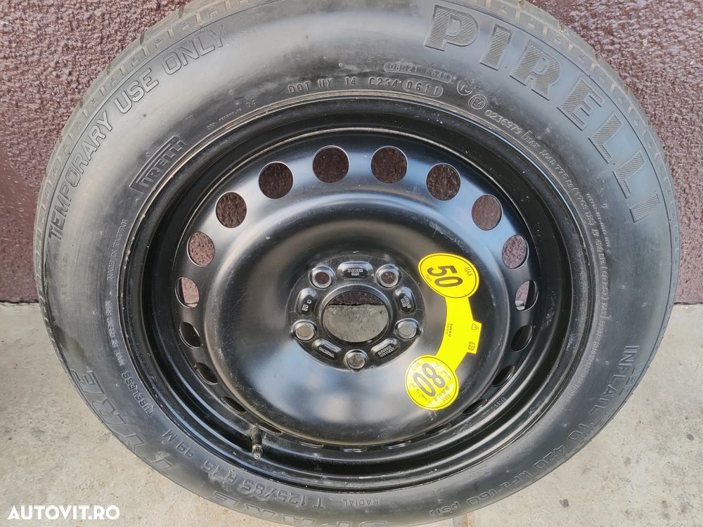 Roata de rezerva slim / ingusta 16'' 5x108 Volvo V40 S40 V50 C30 C70 S60 V60 S80 V70 Renault Peugeot Ford cauciuc 125/85 R16 30683913 / 31317720 - 2