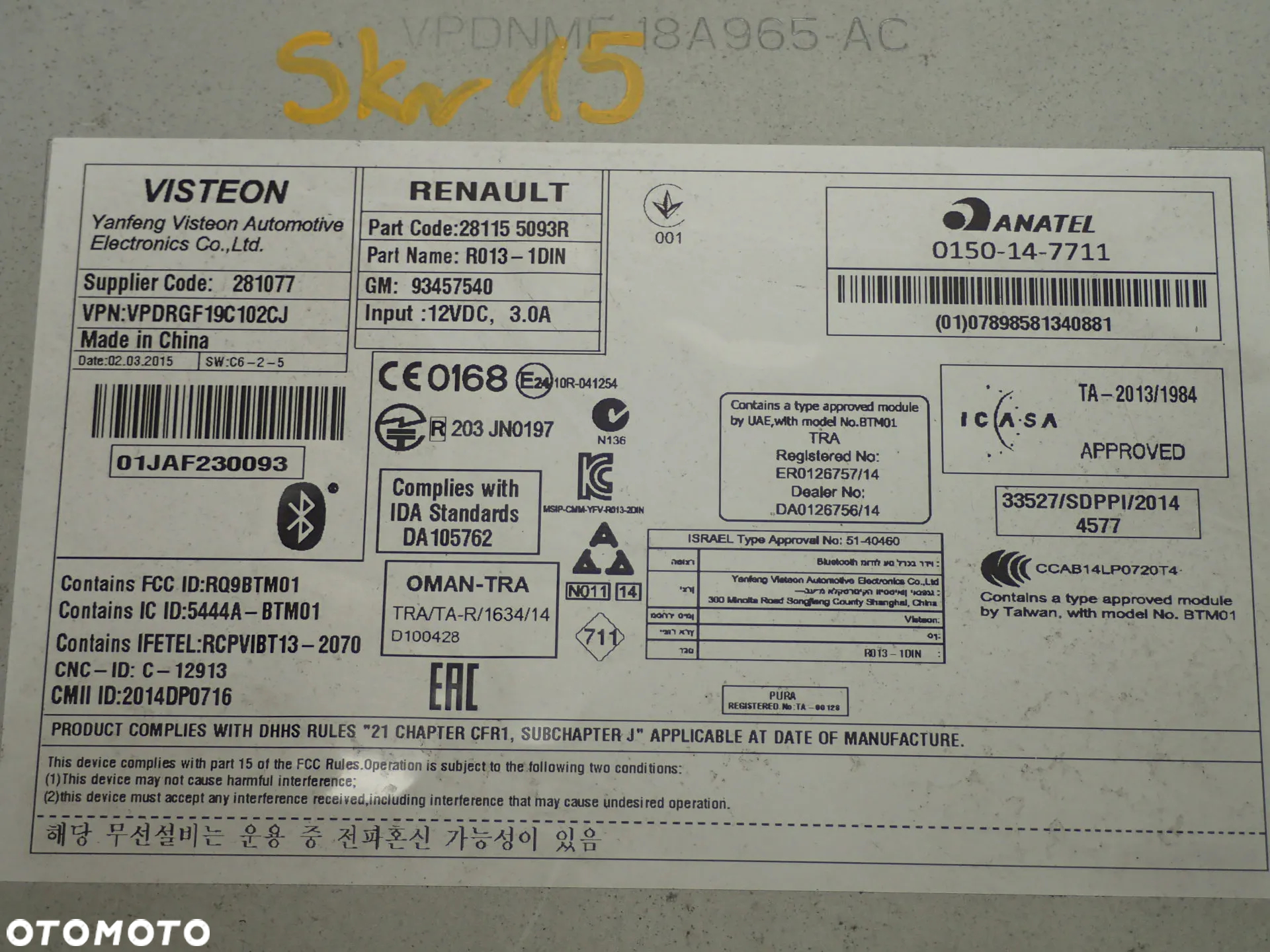 RADIO BLUETOOTH RENAULT TRAFIC III 281156175R - 3