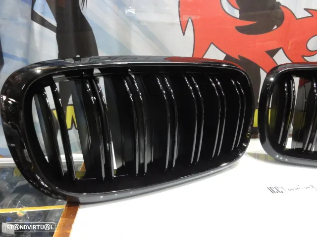 Grelha frontal em preto piano brilhante para BMW X5 F15, X6 F16 2013-2018 M4 look / dupla lâmina em Plastico ABS - 2