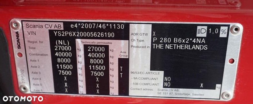 Scania P 280 / ACC / E 6 / FIRANKA + WINDA / 20 PALET / DŁ. 8,2 M / OŚ SKRĘTNA - 11