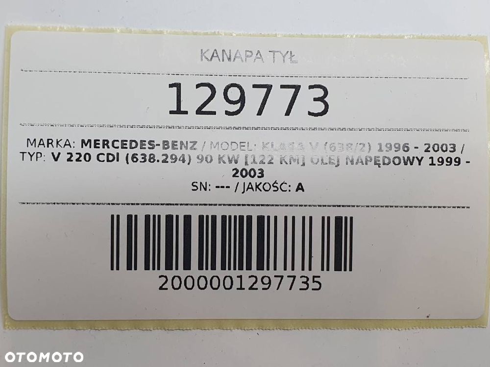 FOTELE KANAPA V KLASA MERCEDES VITO W638 KOMPLET - 11