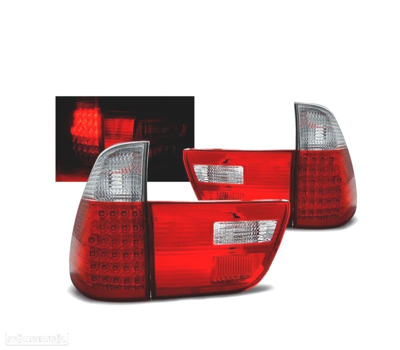 FAROLINS TRASEIROS BMW X5 E53 99-06 LED VERMELHO BRANCO - 1