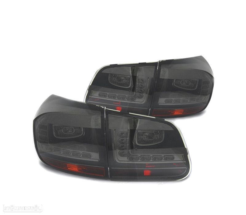 FAROLINS TRASEIROS PARA VOLKSWAGEN VW TIGUAN 11-16 LIGHT BAR FONDO CROMADO FUMADO - 1
