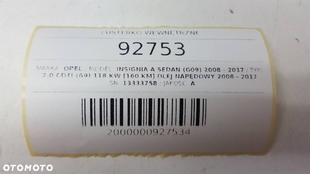 LUSTERKO WEWNĘTRZNE OPEL INSIGNIA A 13333758 - 10