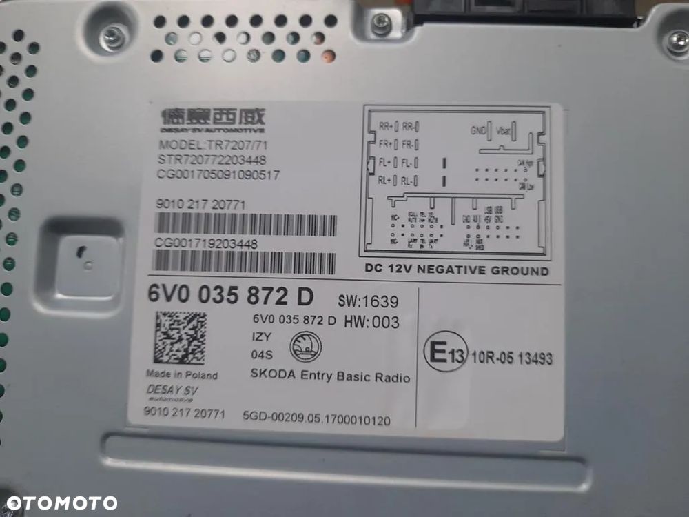 radio oryginalne Skoda Fabia III 6V0035872 - 5