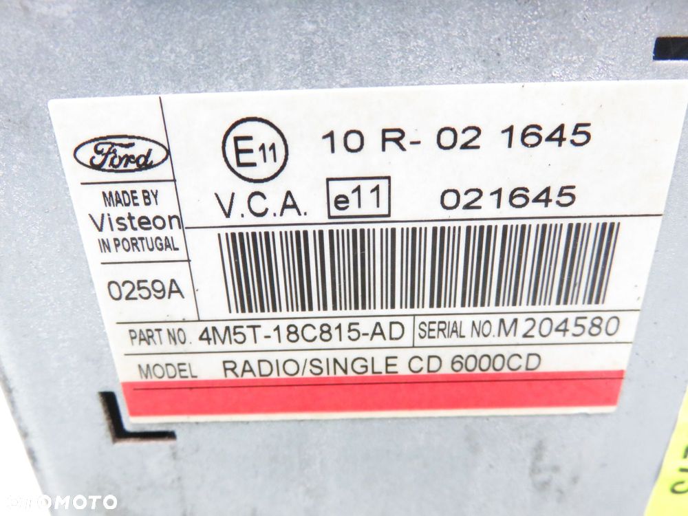 RADIO FORD FOCUS MK2 II 4M5T18C815AD 6000CD + KOD - 6