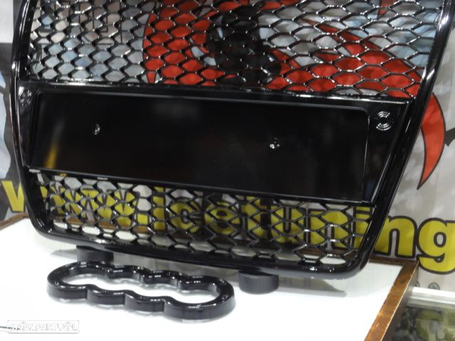 Grelha frontal Audi A6 C6 04-11 RS LOOK preto brilhante com suporte para símbolo - 3