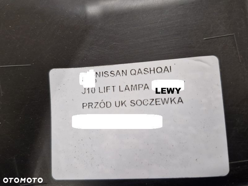 qashqai 1 i j10 lampa lewy przód lewa przednia reflektor soczewka uk 26060br01a - 14