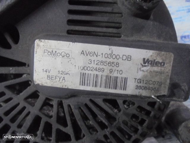 Alternador AV6N10300DB FORD FIESTA 6 FASE 1 2010 1.6TDCI 90CV 5P PRETO VALEO 14V 120A - 5