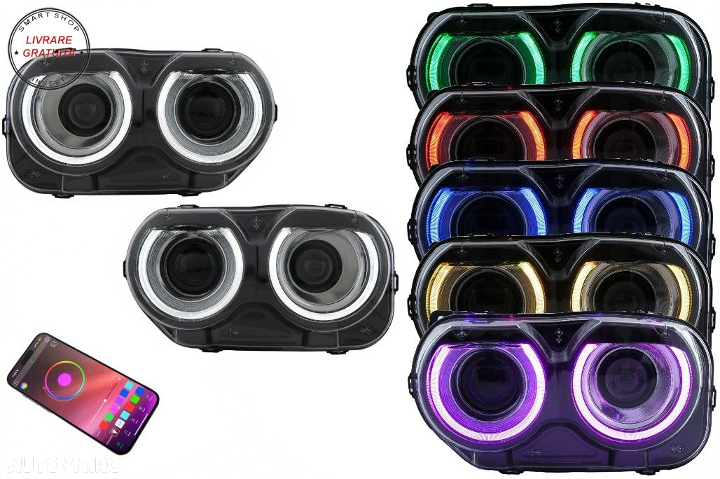 Faruri LED Dodge Challenger (2015-2024) Negru cu Lumini RGB- livrare gratuita - 19