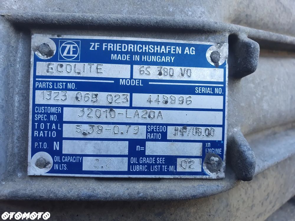 Skrzynia Maualna Nissan Cabstar 3.0 td ZD30 2008 rok 6S 380 V0 - 1