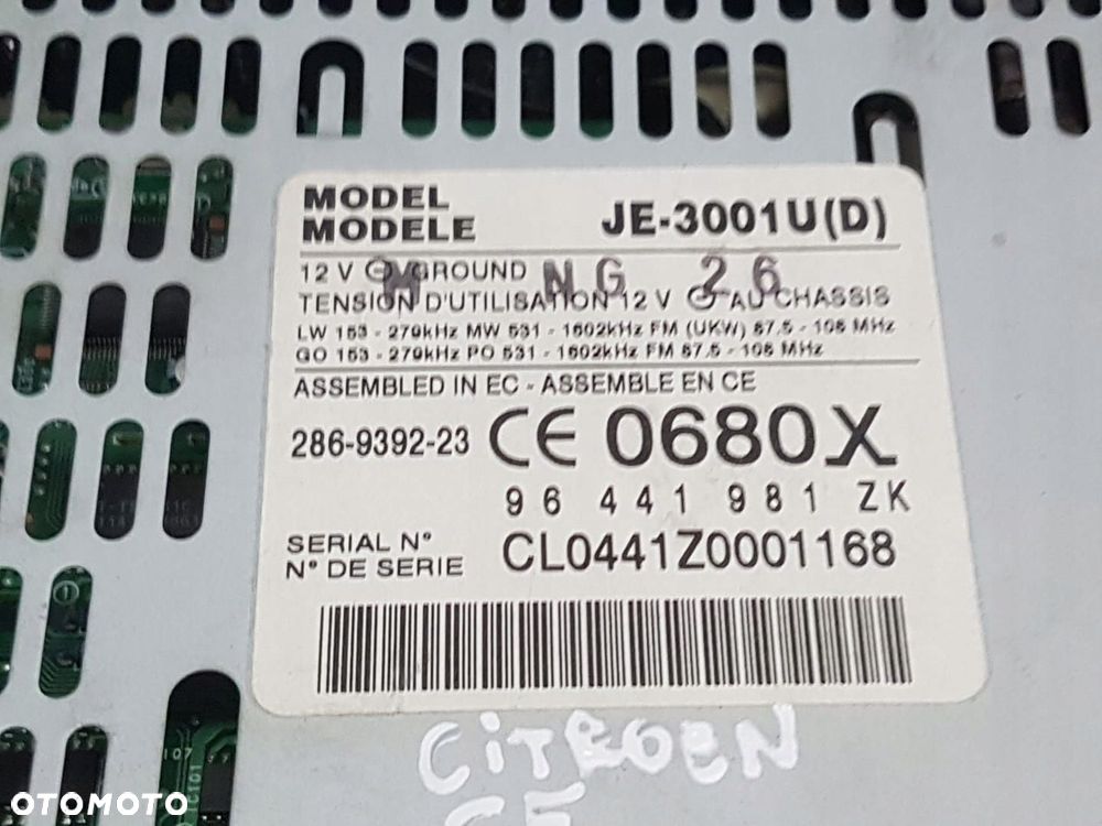 CITROEN C5 I RADIO RADIOODTWARZACZ 96441981ZE - 8