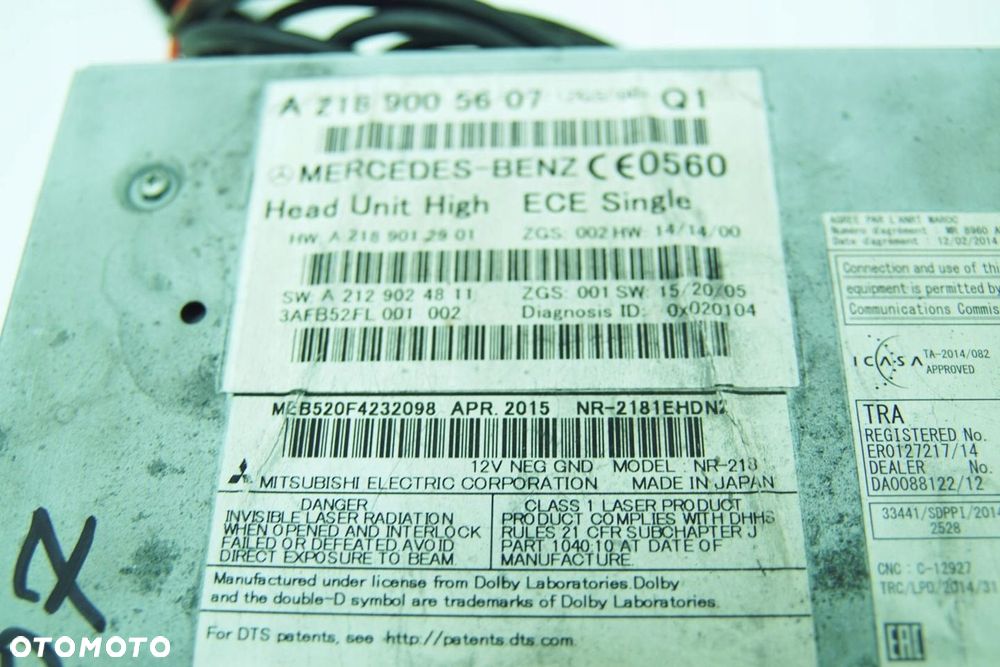 COMAND RADIO CD NAVI A2189005607 MERCEDES E A207 W207 KABRIO LIFT - 7