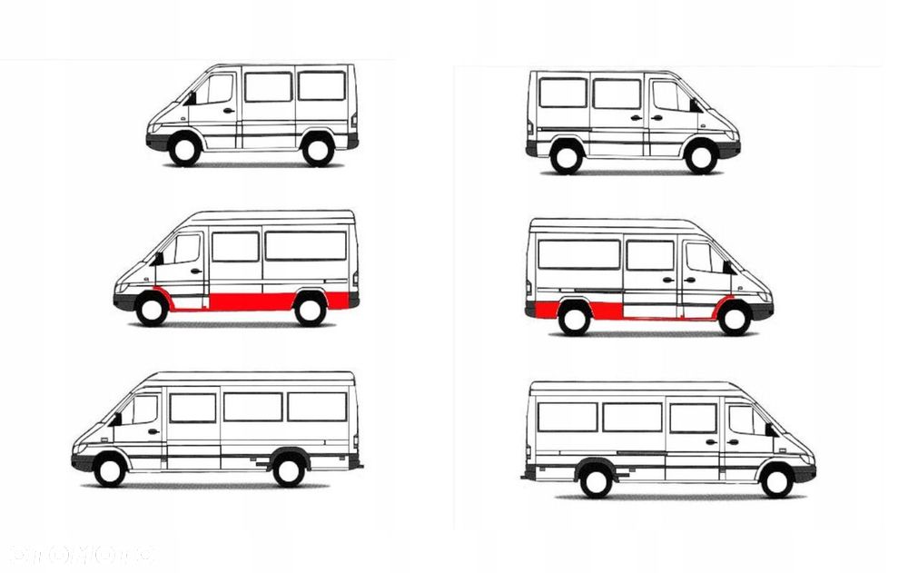 Progi / Reperaturki / Zestaw progów VW LT 96 - 06 / MB Sprinter 95- Średni - 1