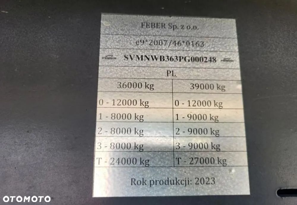Feber Inter Cars WYWROTKA 49 M3 ZBOŻÓWKA / SZYBER + KLAPO-DRZWI / WAGA 6120 KG / PIERWSZA OŚ PODNOSZONA / SIŁOWNIK HYVA / 2023 ROK !! - 16