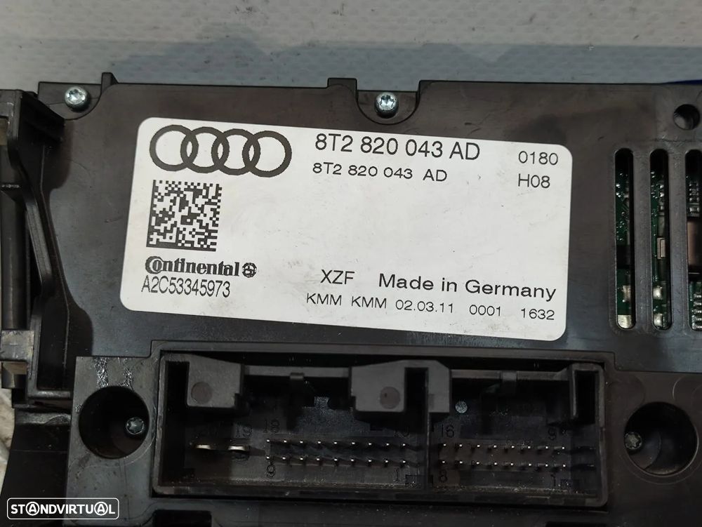 Display Sofagem Comando AC Climatronic Original Audi A5 8T B8 8K Q5 8R 8T2820043AD 2008 - 2015 - 8