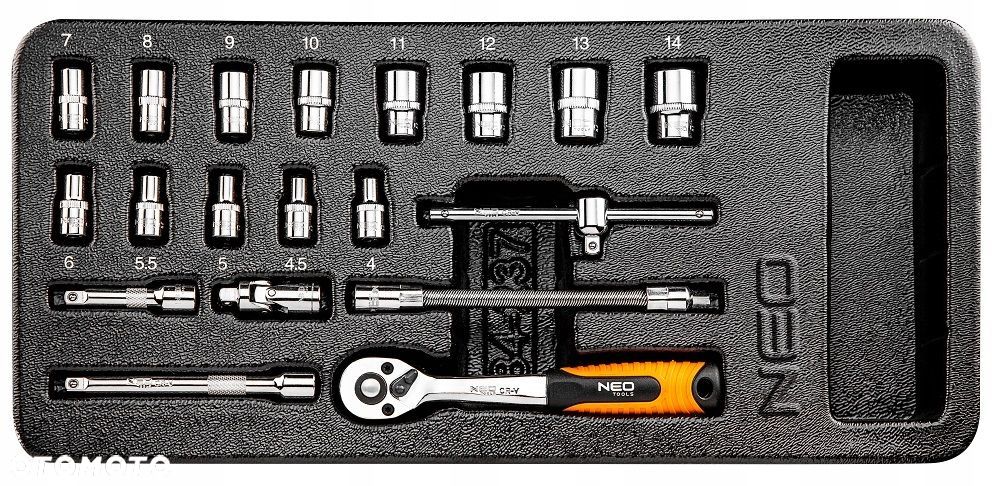 NEO WKŁAD KLUCZE NASADOWE 1/4" 19 SZT 84-237 - 1