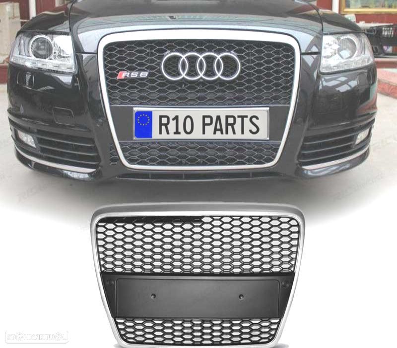 GRELHA FRONTAL AUDI A6 C6 04-10 LOOK RS6 CINZA CLARO - 1