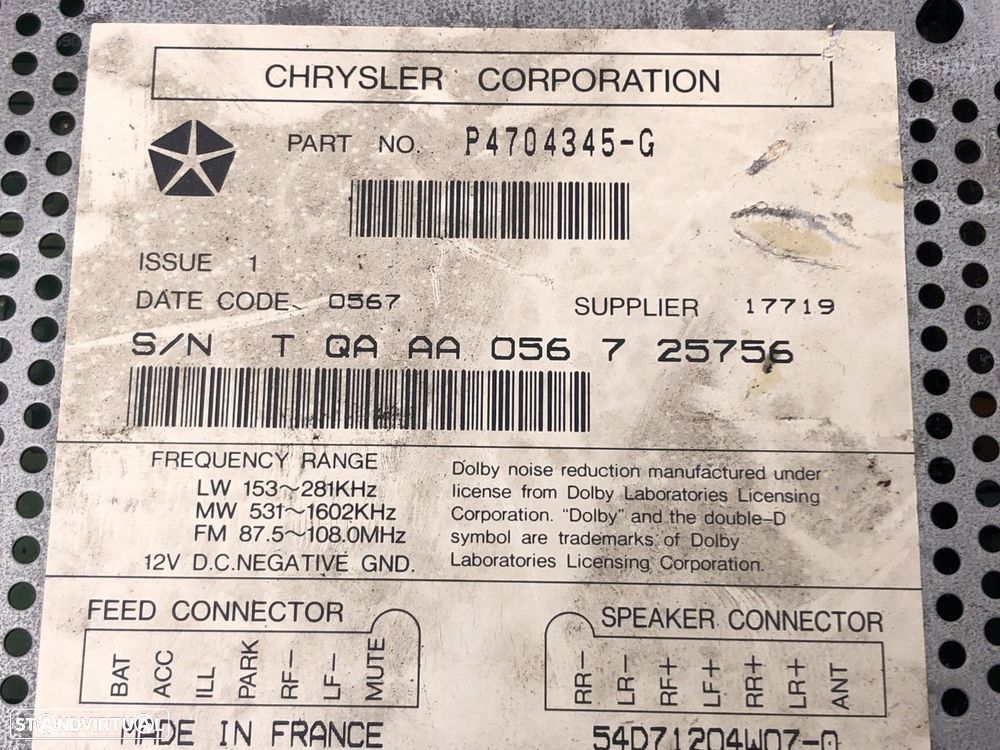 Rádio JEEP GRAND CHEROKEE I (ZJ) P4704345G P4704345-G - 3