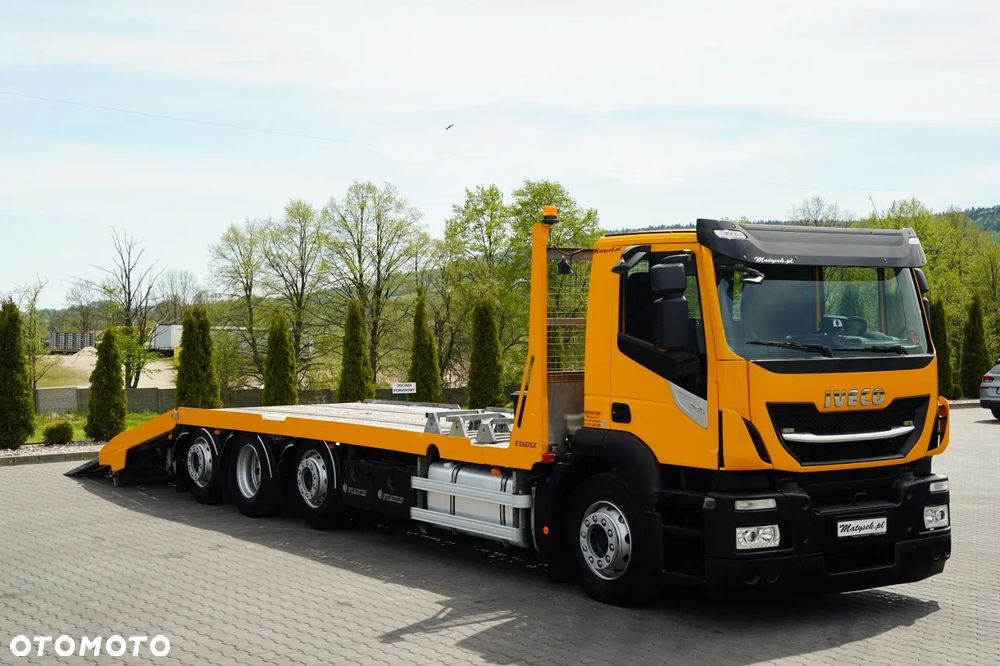 Iveco STRALIS 420 / 8X4 / LAWETA / PLATFORMA 10 M / NAJAZDY HYDRAULICZNE / 2 OSIE PODNOSZONE I SKRĘTNE / CAŁA NA PODUSZKACH / KAMERA / - 2