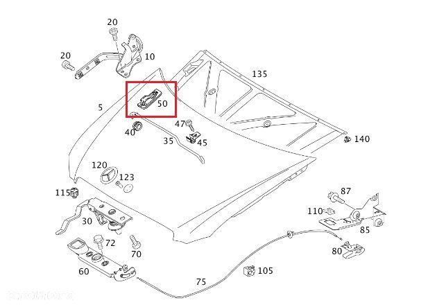 MERCEDES W168 VANEO VITO Mocowanie blokada podpory maski OE - 2