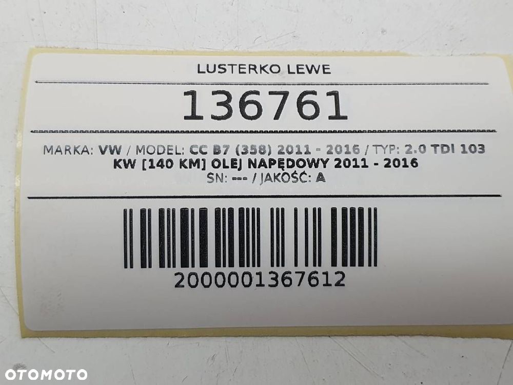LUSTERKO LEWE VW PASSAT CC B7 2012 9 PIN EUROPA - 10