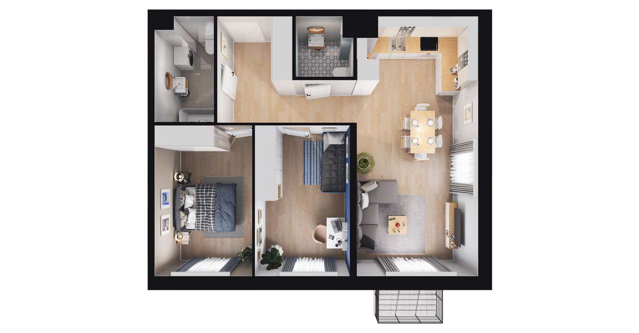 3-pokojowe mieszkanie 64m2 + balkon Bezpośrednio