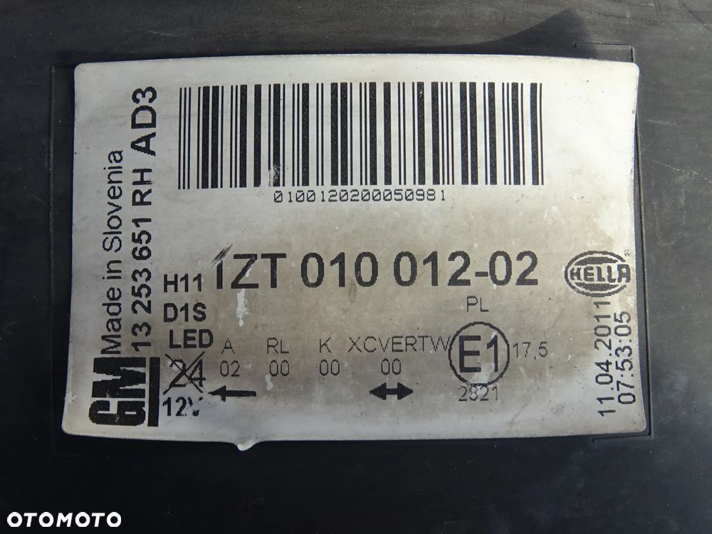 OPEL ASTRA J LAMPA PRAWA LEWA PRZÓD REFLEKTOR BI XENON SKRĘTNY Z DOŚWIETLANIEM LED - 12
