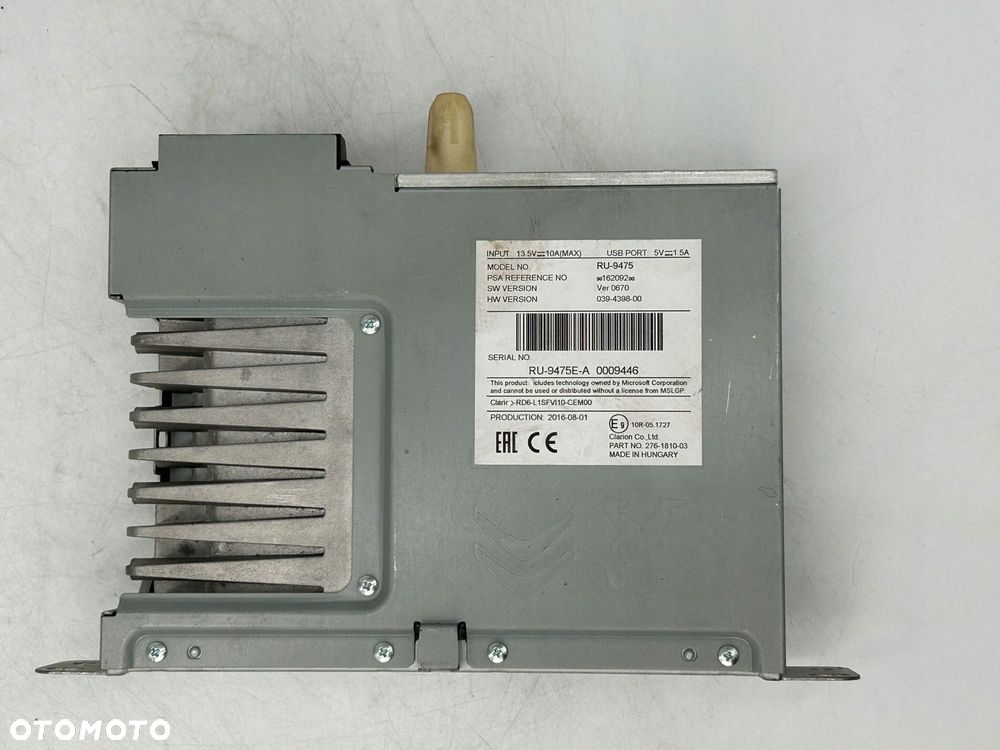 radioodtwarzacz stacja multimedialna citroen jumpy 9816209280 - 2