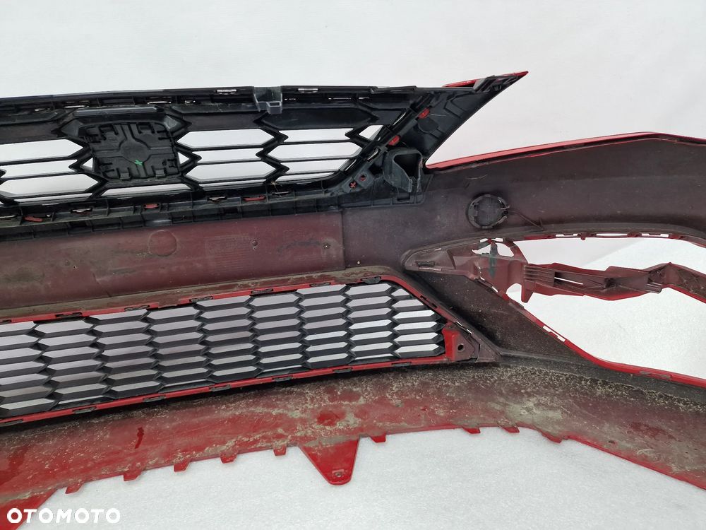 SEAT LEON 3 III 5F0 LIFT FR 16- KOMPLETNY ZDERZAK PRZEDNI PRZÓD + GRILL + KRATKA ŚRODKOWA , ŁADNY , KOLOR CZERWONY , NR 5F0807221AB / 5F0807221AJ , NR AUKCJI NZ971 - 30