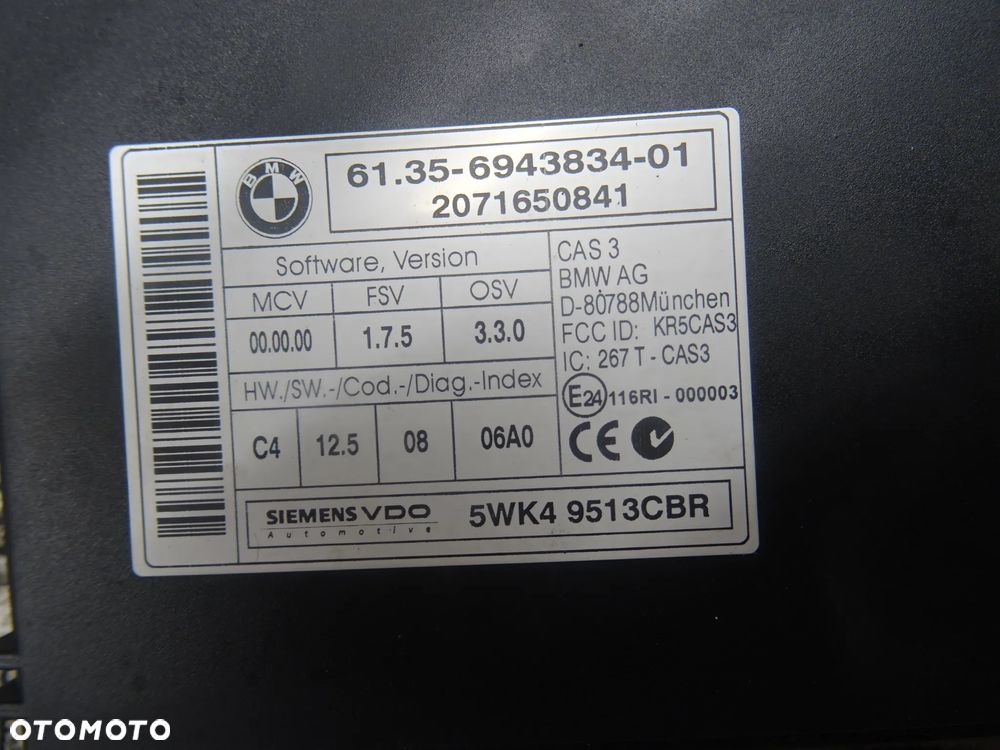 BMW E87 04-07 2.0B MODUŁ STEROWNIK CAS 61356943834 - 4