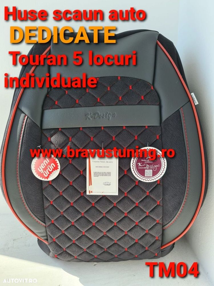 Huse scaun auto DEDICATE Touran 5 locuri individuale PIELE ECO/STOFĂ - 3
