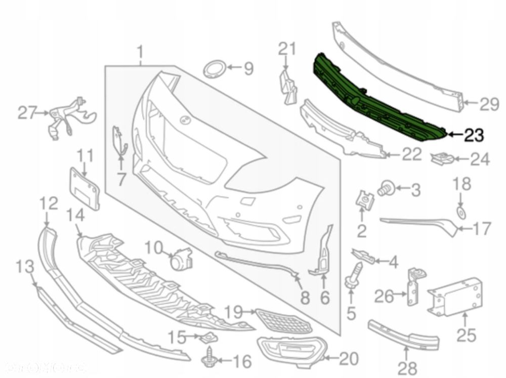 PAS PRZEDNI WZMOCNIENIE WSPORNIK ZDERZAKA GRILL ATRAPA MERCEDES W117 C117 - 5