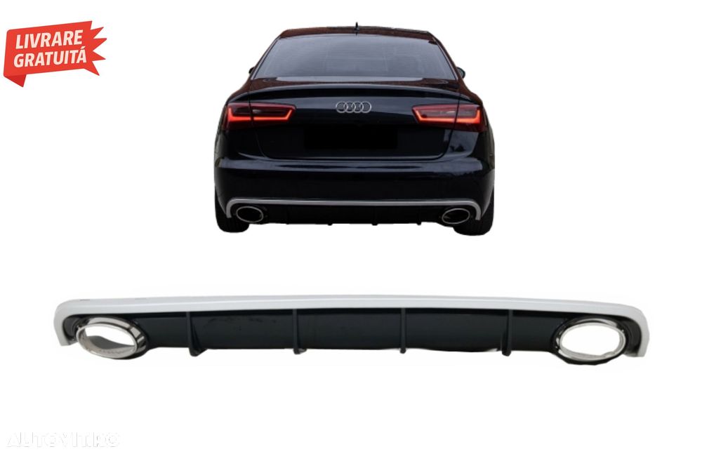 Difuzor Bara Spate si Ornamente Evacuare Audi A6 C7 4G Limousine Avant (2010-2014)- livrare gratuita - 1