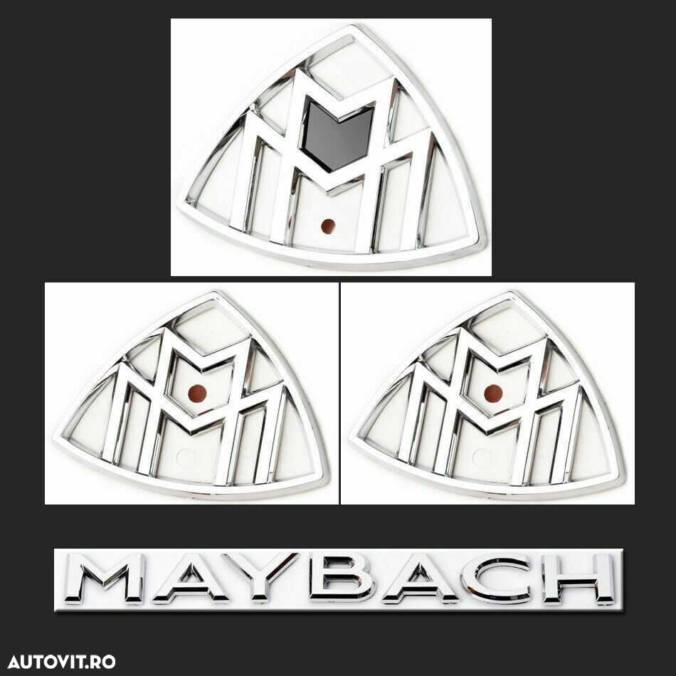 Set Embleme Scris Logo Spate Aripi Superioare Mercedes Maybach Negre - 6