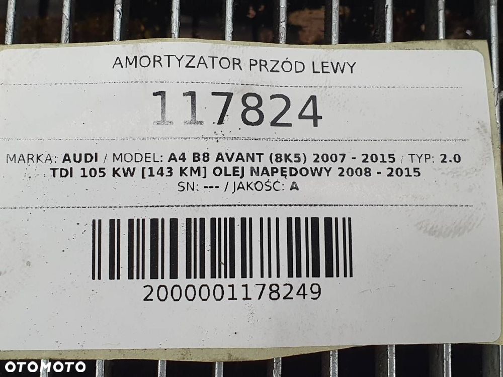 AMORTYZATOR PRZÓD LEWY MCPHERSON AUDI A4 B8 2.0 TDI 8K0413031AF - 6