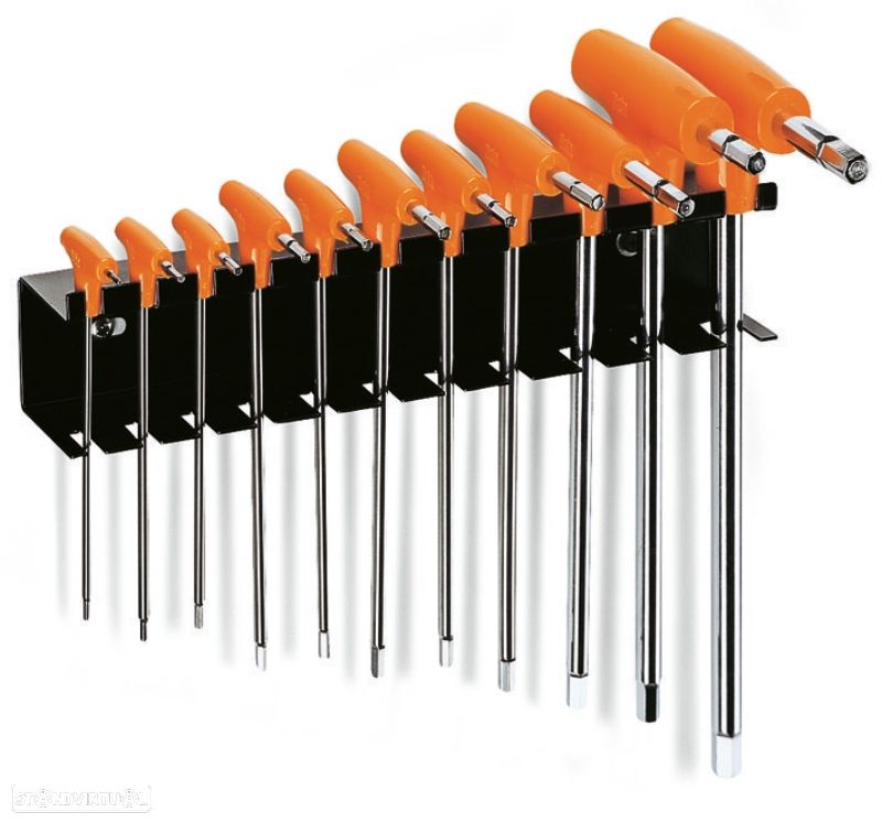 beta set of 11 male 6 points t-handle wrenches with support 55000214 - 1