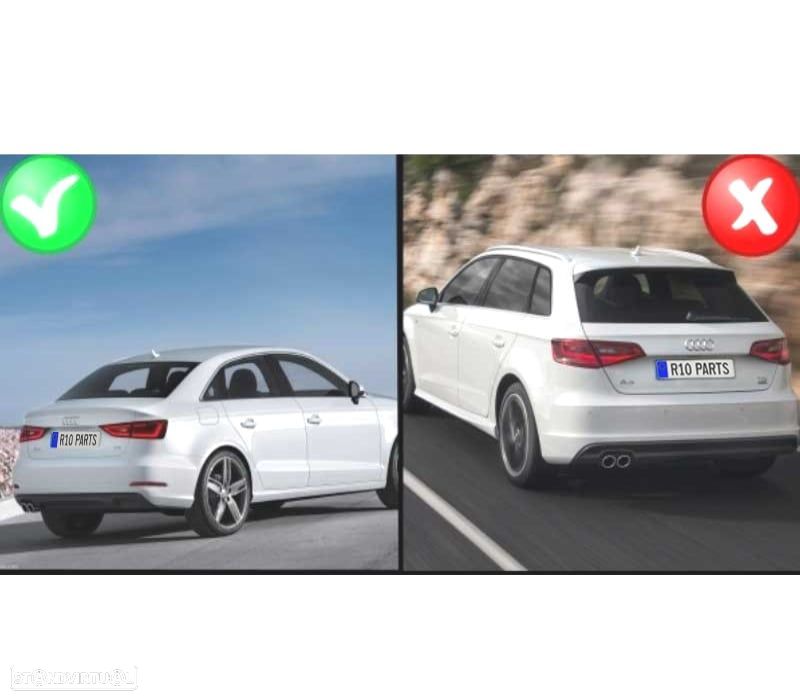 DIFUSOR PARACHOQUES TRASEIRO AUDI A3 8V 12-16 LOOK RS3 + PONTEIRAS - 2