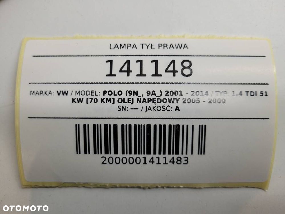 LAMPA TYŁ PRAWA VW POLO 9N EUROPA LIFT - 7