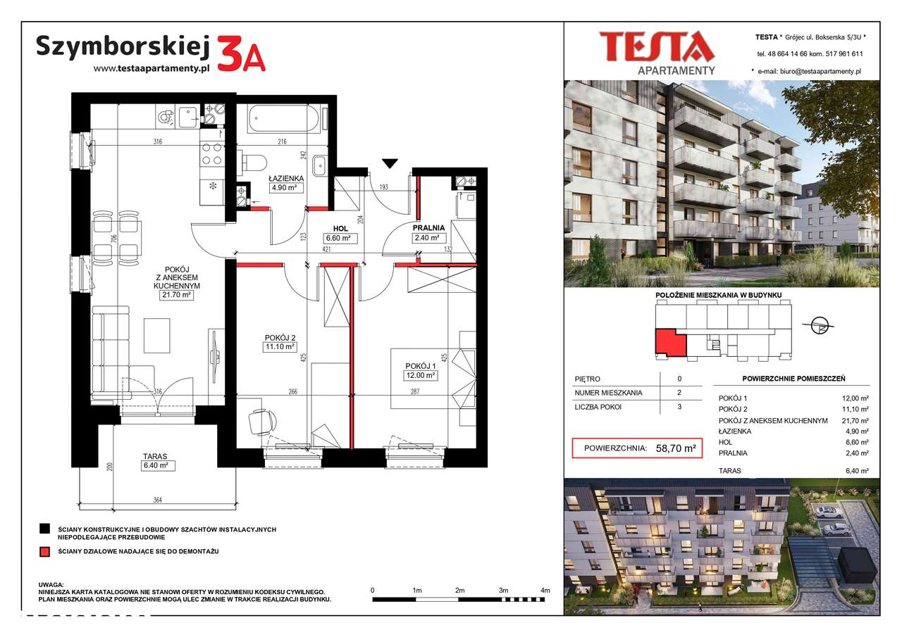 OSTATNIE mieszkanie Szymborskiej 3A - 3 pokojowe, Komórka GRATIS, 2026
