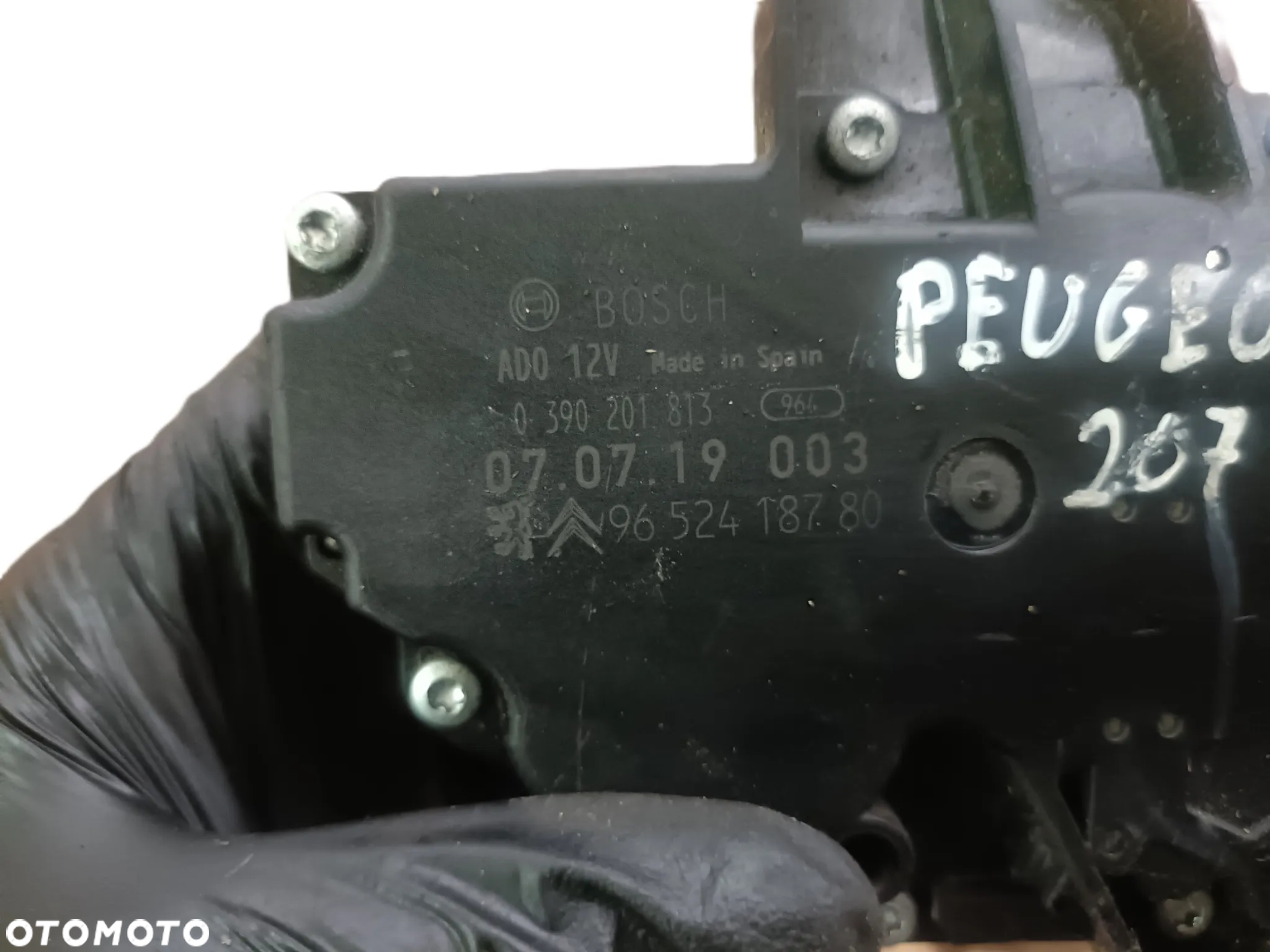 PEUGEOT 207 06-12 1,6 HDI SILNICZEK WYCIERACZKI TYLNEJ TYŁ BOSCH 0390201813 9652418780 * - 5