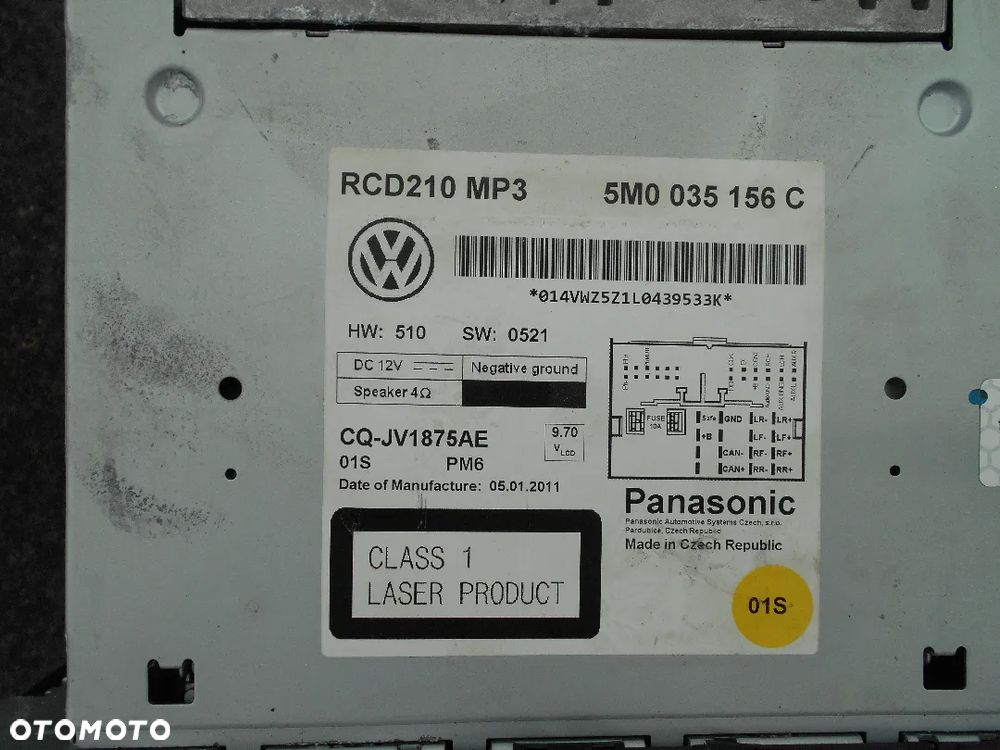 VW RADIO CD MP3 5M0035156C - 2