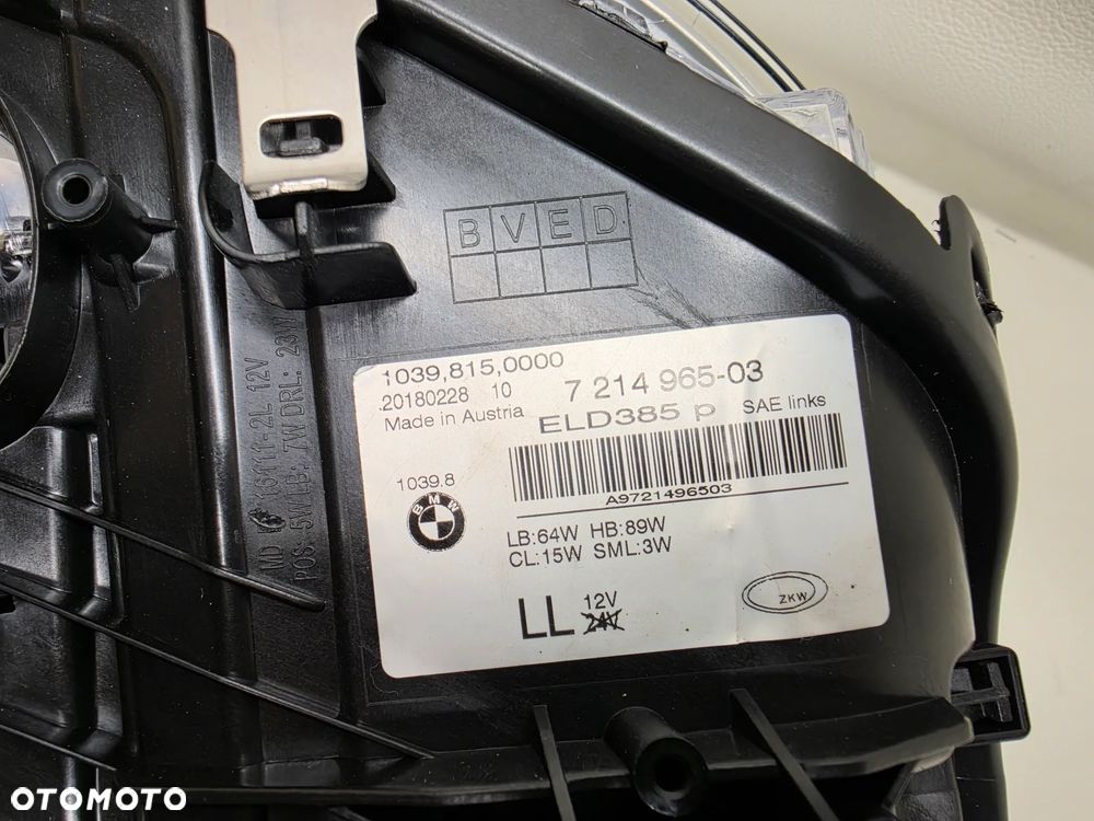 LAMPA LEWA BMW 5 G30 G31 FULL LED ADAPTIVE USA AMERYKA PRZOD PRZEDNIA - 2