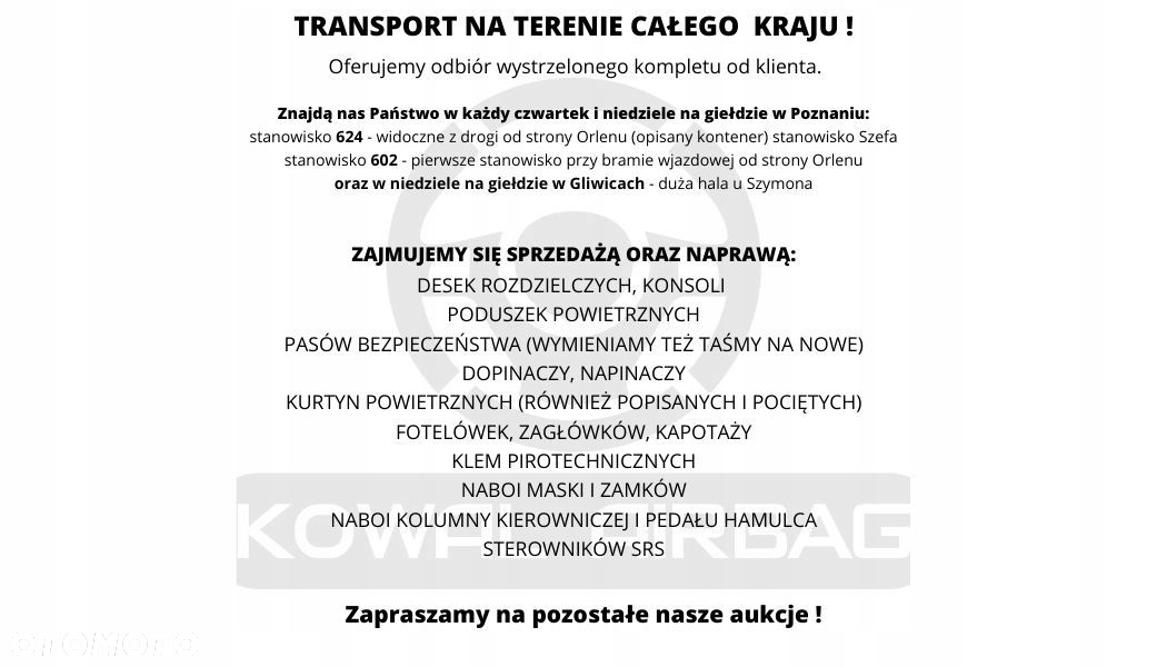 VOLVO XC60 2 II BEZ HEAD UP DESKA KONSOLA AIRBAG PODUSZKI PASY ORYGINAŁ - 12