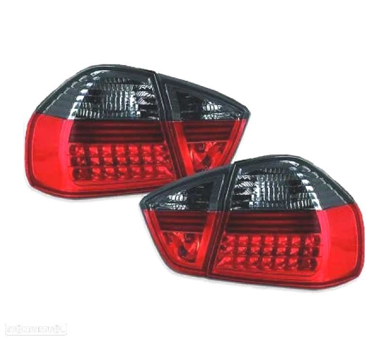FAROLINS TRASEIROS LED BMW E90 VERMELHO ESCURECIDO - 1